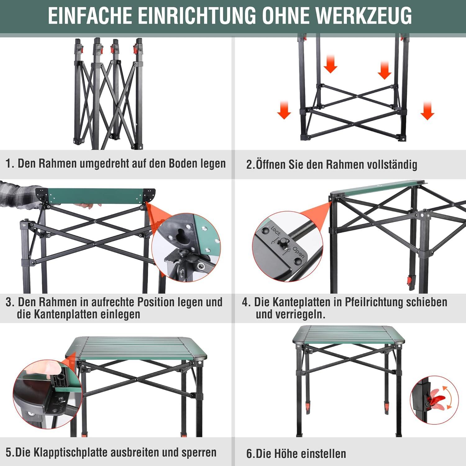 Aluminium Klapptisch mit Tragetasche, klappbarer Campingtisch aus