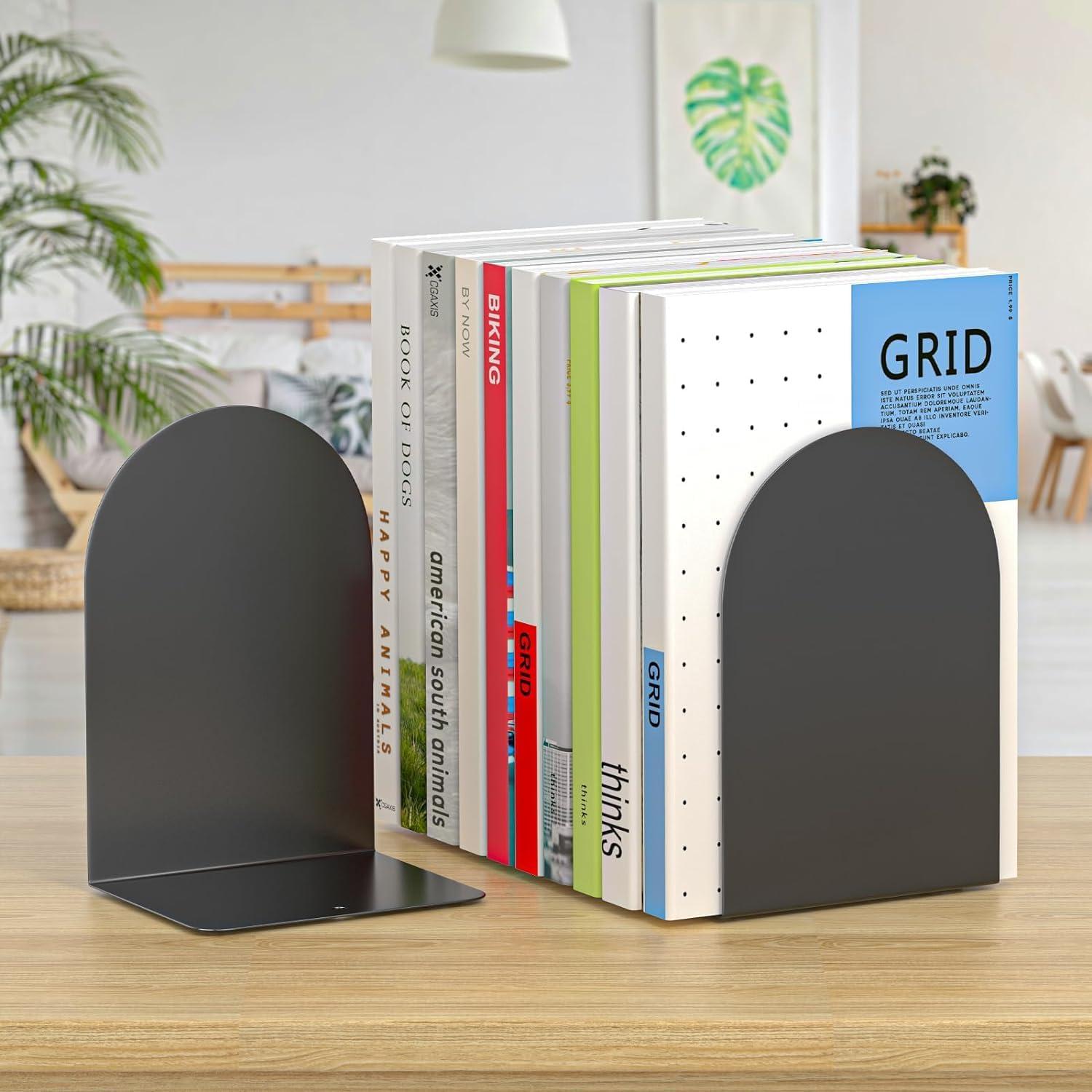 8er Pack schwere Metall Buchstützen in Schwarz für Büro, Schule und Zuhause