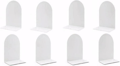 8er Set Metall Buchstützen Weiß - Schwere, Rutschfeste Bookends