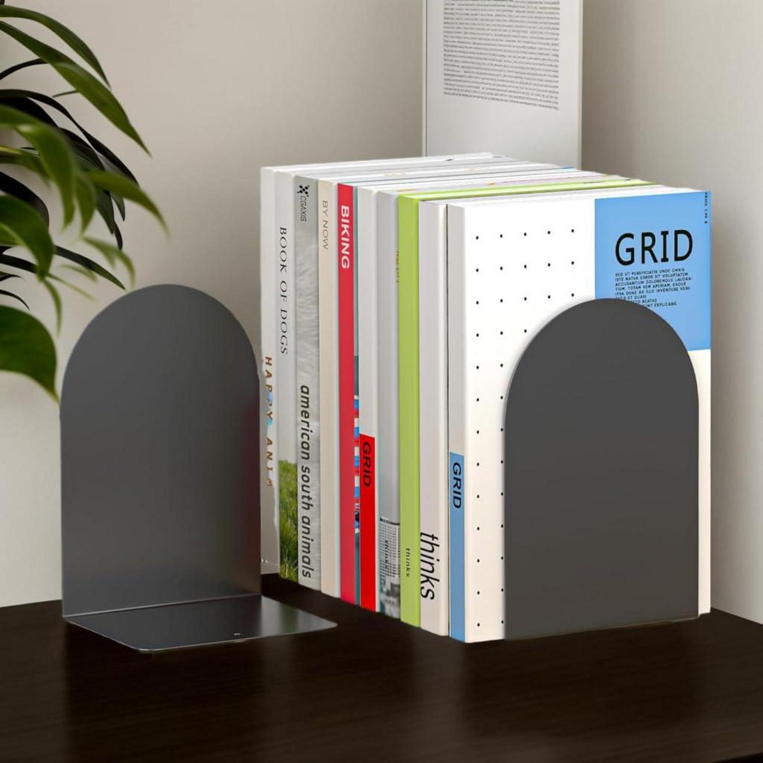 Buchstütze Metall Bücherhalter Bookends Schwarz 4er Set
