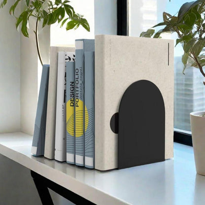 4er Set Schwarze Metall Buchstützen Schwere Bücherhalter Bücherregal