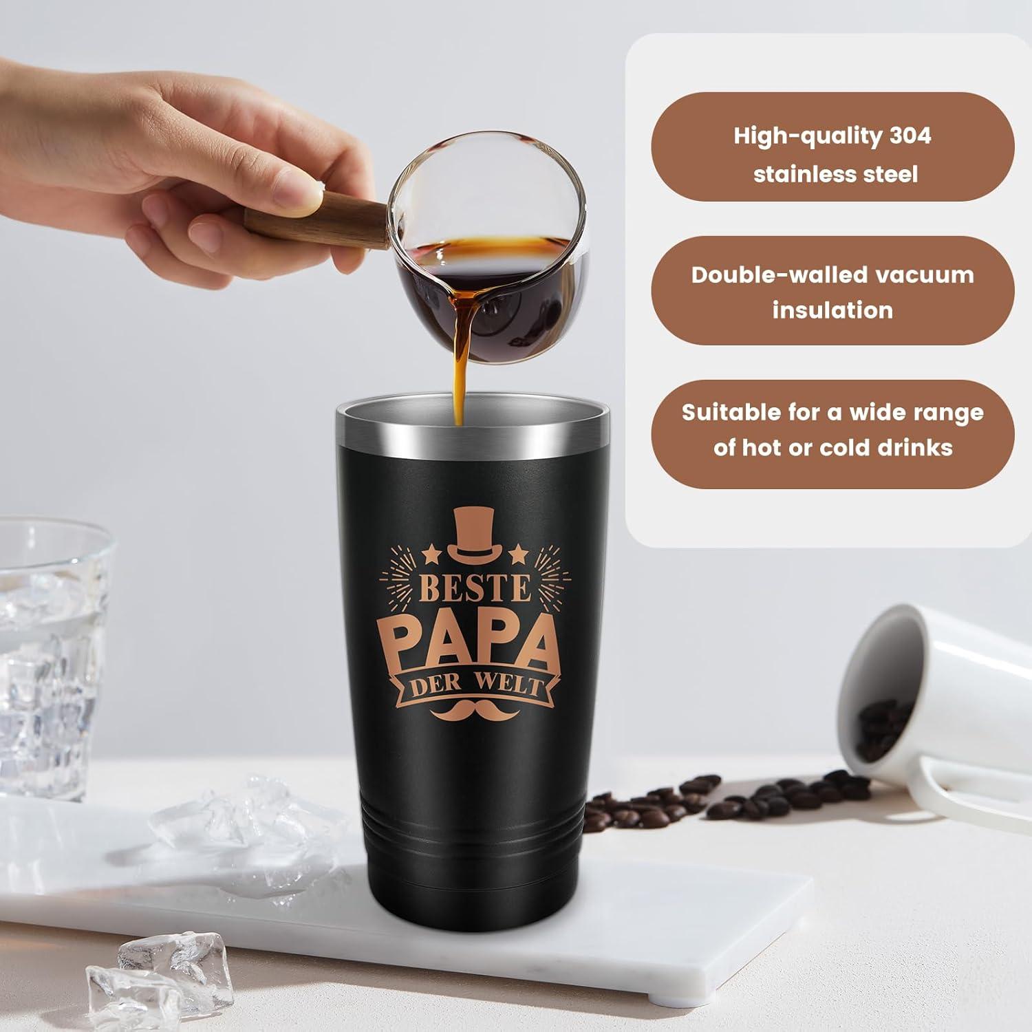 Miofula Personalisierter Edelstahl Weinbecher 600ml inkl. Strohhalm & Bürste