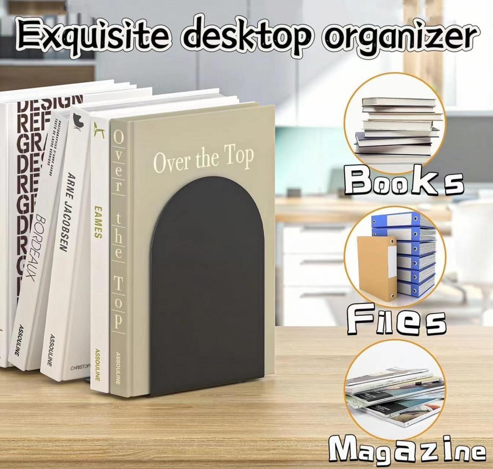 Deefongo 2er Set Metall Buchstütze Schwarz Bücherregal für Schule Büro Zuhause
