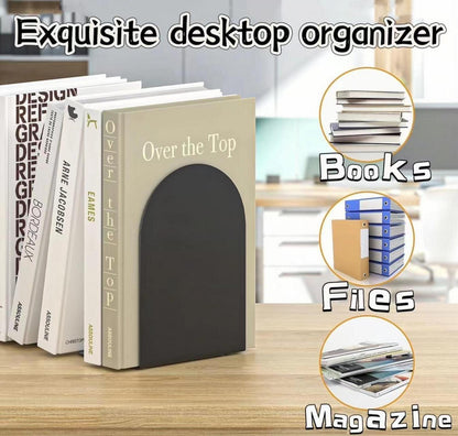 Deefongo 2er Set Metall Buchstütze Schwarz Bücherregal für Schule Büro Zuhause