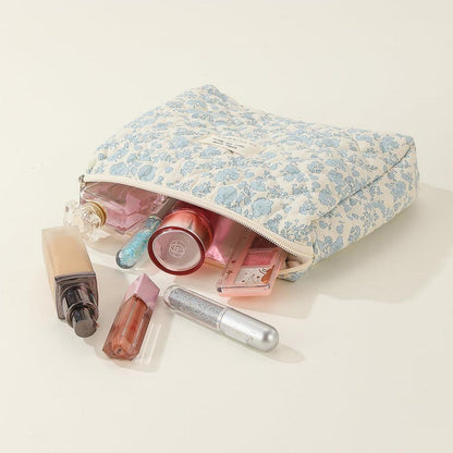 3er Kosmetiktasche Damen Set Blumenmuster Gesteppt Make up Bag