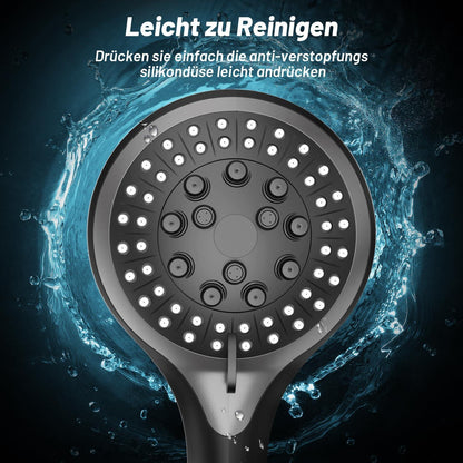 Duschkopf Regendusche Hochdruck Brausekopf 5 Strahlarten Schwarz