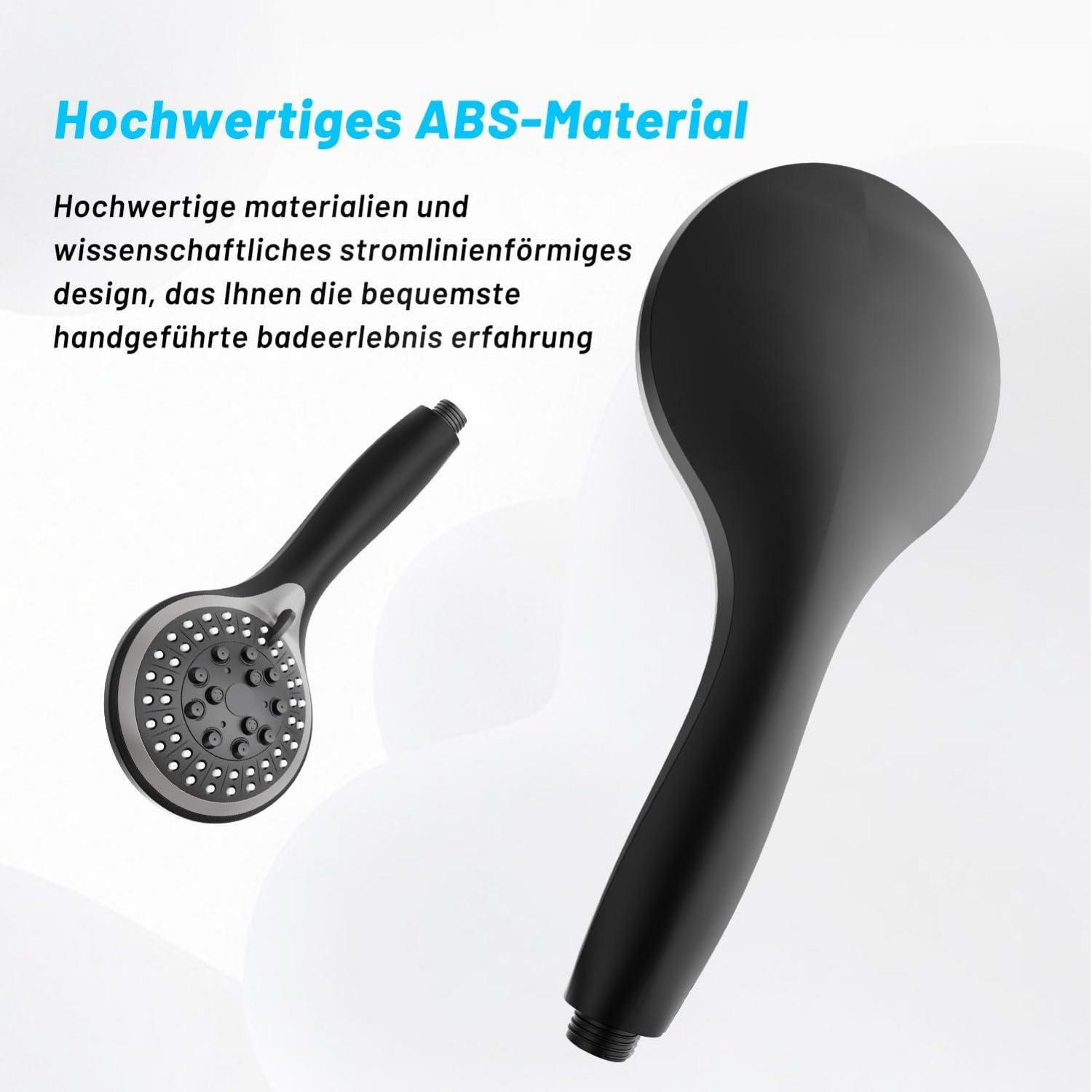 Duschkopf Regendusche 5 Strahlarten Hochdruck Schwarz