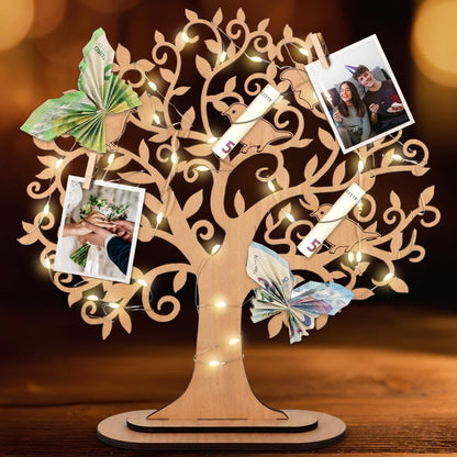 Giftota Holz Geldbaum LED Lichterkette Geldgeschenke Geburtstag