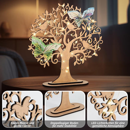 Giftota Holz Geldbaum LED Lichterkette Geldgeschenke Geburtstag