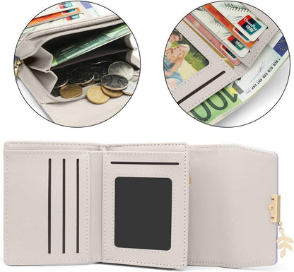Damen Mini Geldbörse Vegan Leder Münzfach Kartenfächer