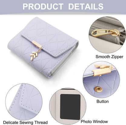 Damen Brieftasche mit Münzfach und Kartenfächer, Vegan Leder Hellviolett