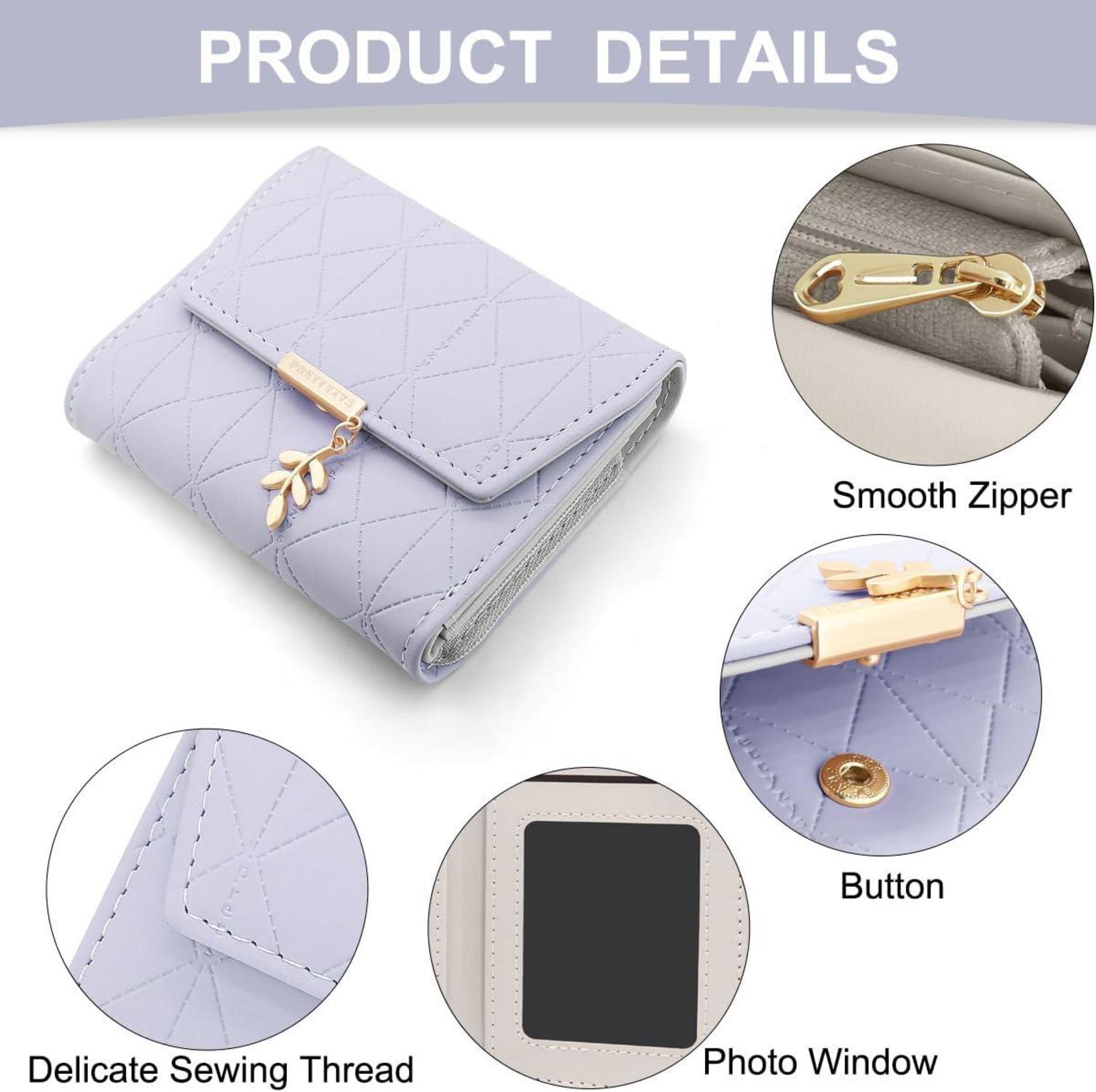 Damen Brieftasche mit Münzfach und Kartenfächer, Vegan Leder Hellviolett
