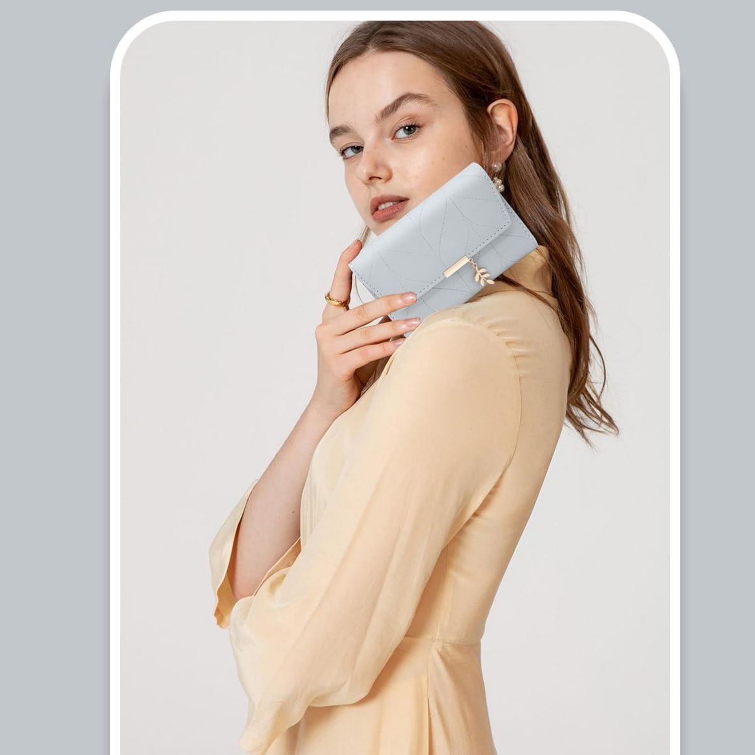 Mini Damen Geldbeutel Blau Vegan Leder Portemonnaie mit Münzfach