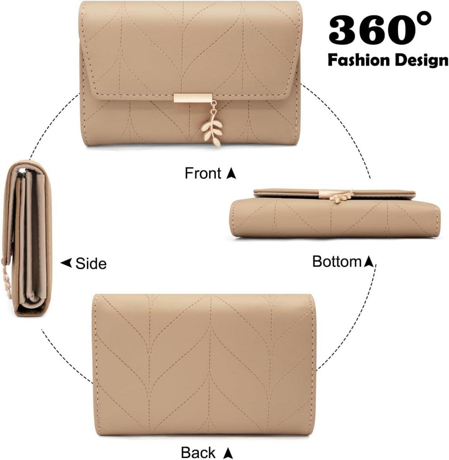 Damen Geldbeutel Portemonnaie Vegan Leder Klein Multifunktional Schwarz