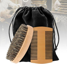 Bartkamm Set Wildschweinborsten Holz Bartbürste Beard Comb