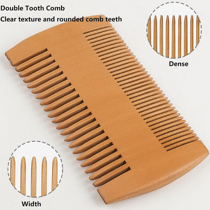 Bartkamm Bartbürste Set Wildschweinborsten Bartpflege Männer Beard Comb-Schwarz
