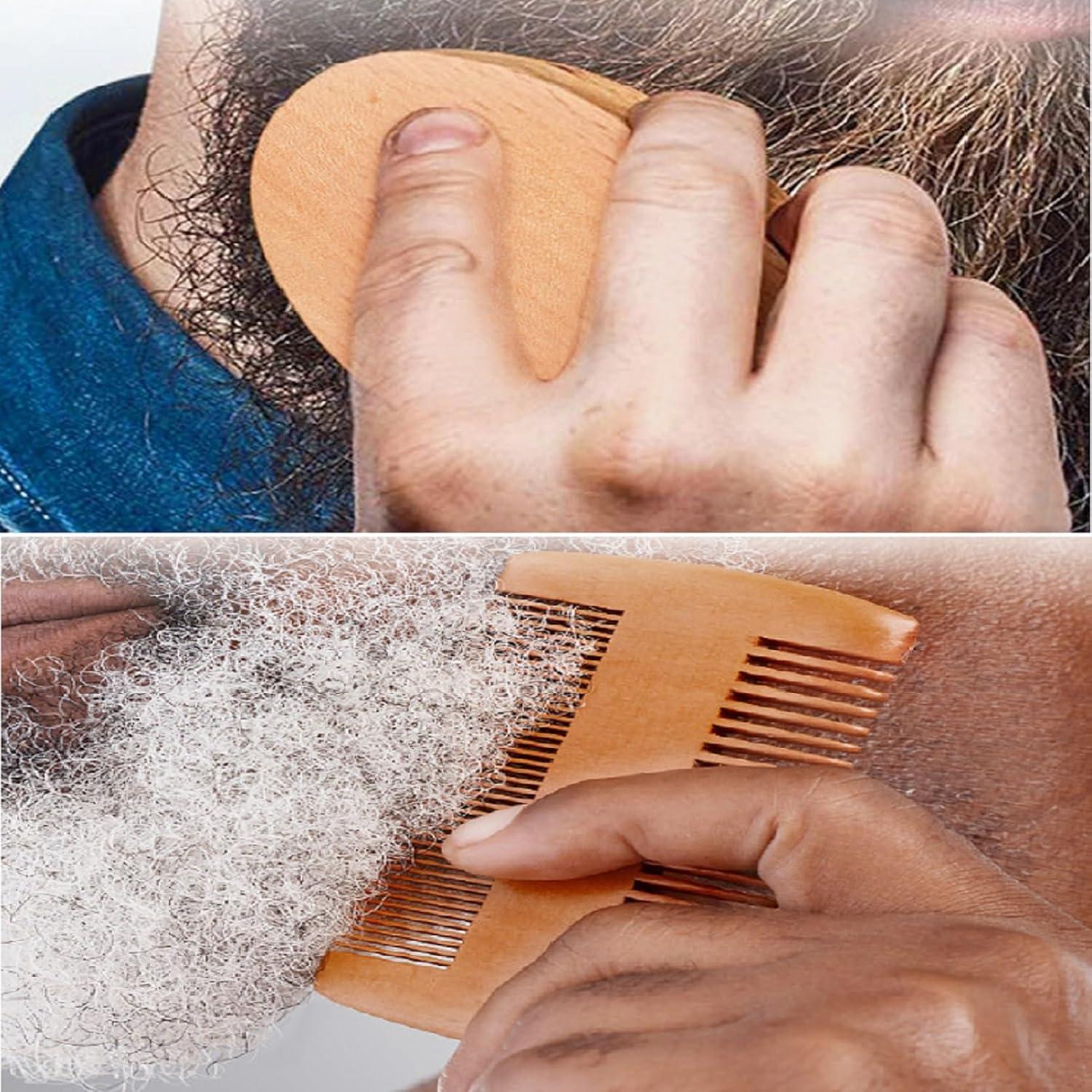 Bartkamm Bartbürste Set Wildschweinborsten Männer Holz Beard Brush Comb