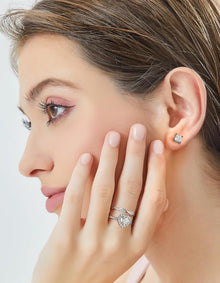 Verlobungsring Damen Silber 1 Karat Moissanit Halo