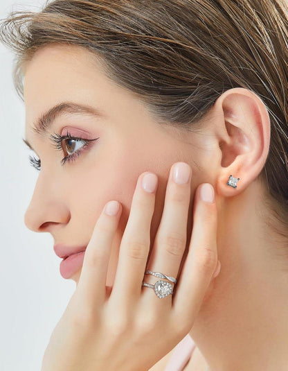 Verlobungsring Damen Silber 1 Karat Moissanit Halo