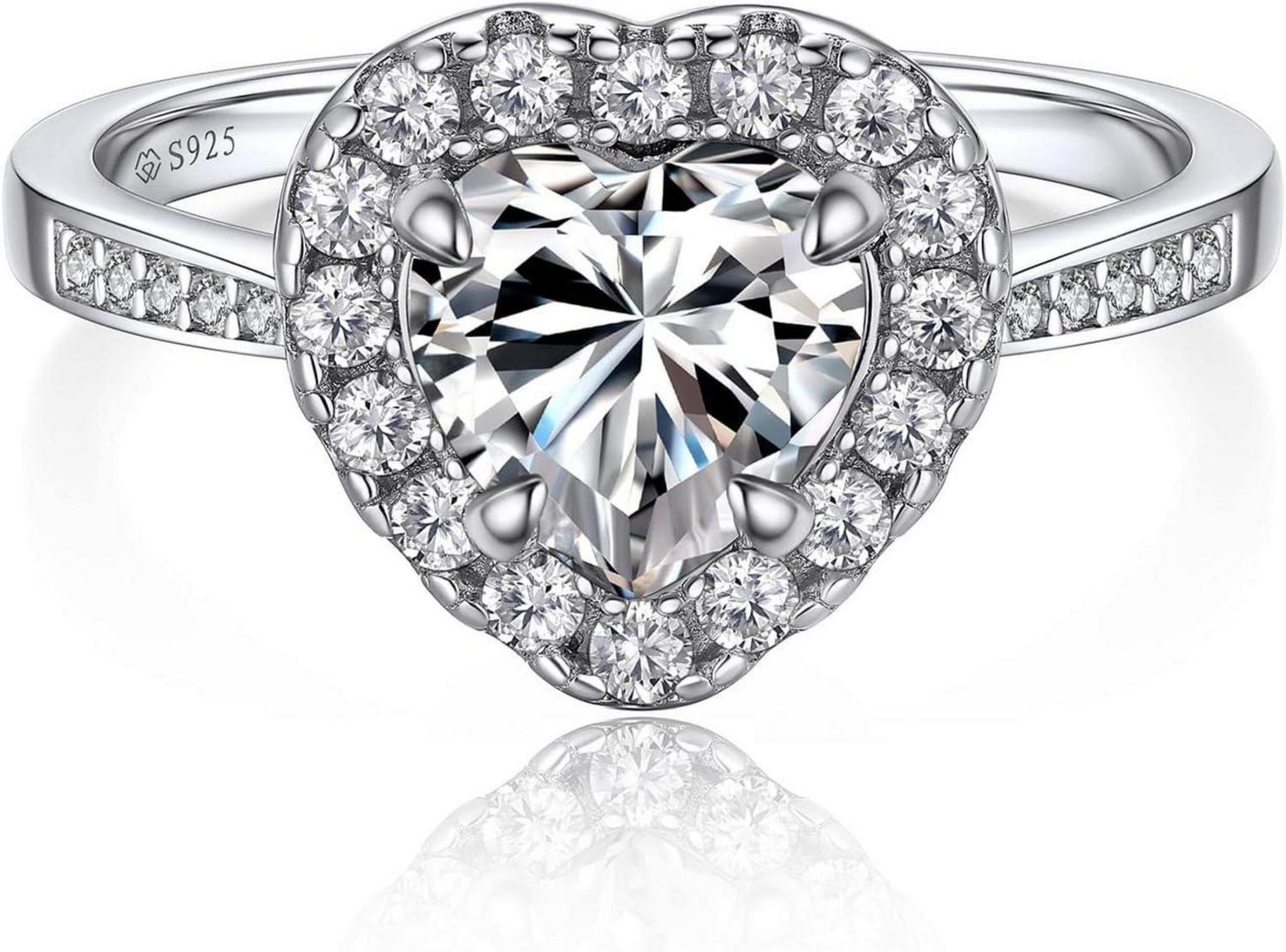Verlobungsring Damen 1 Karat Moissanit Silber 925 Halo Geschenkbox