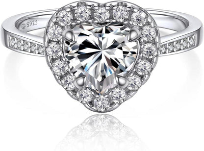 Verlobungsring Damen 1 Karat Moissanit Silber 925 Halo Geschenkbox