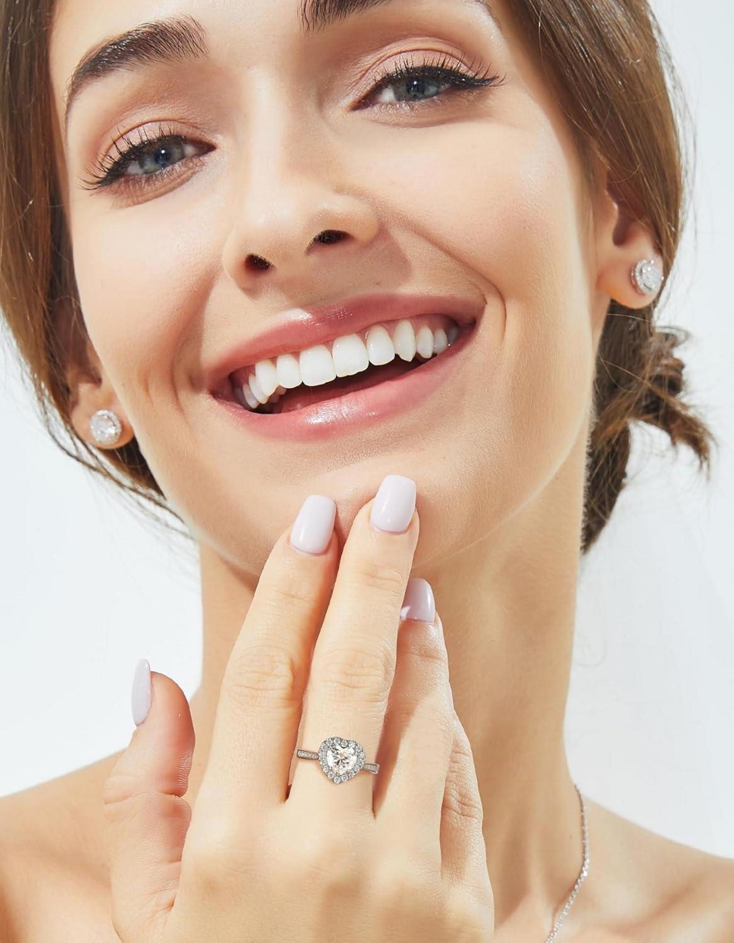 Verlobungsring Damen 1 Karat Moissanit Silber 925 Halo Geschenkbox
