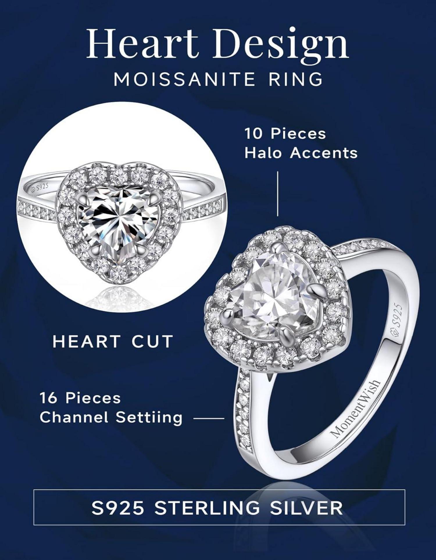 Verlobungsring Damen Silber 1 Karat Moissanit Ehering mit Geschenkbox