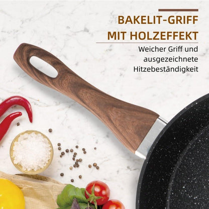 15-teiliges Induktions Topfset mit Granitbeschichtung - Schwarz