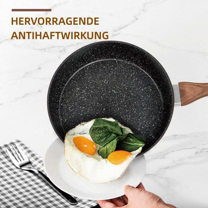 15-teiliges Induktion Topfset mit Granitbeschichtung und Glasdeckeln in Schwarz