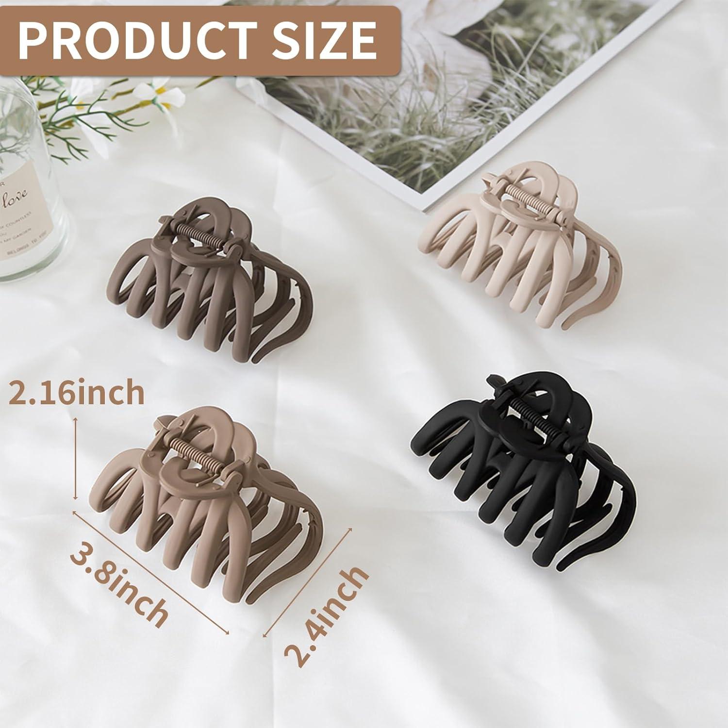 4er Set Große Haarklammern Oktopus Design 9,5cm Rutschfest