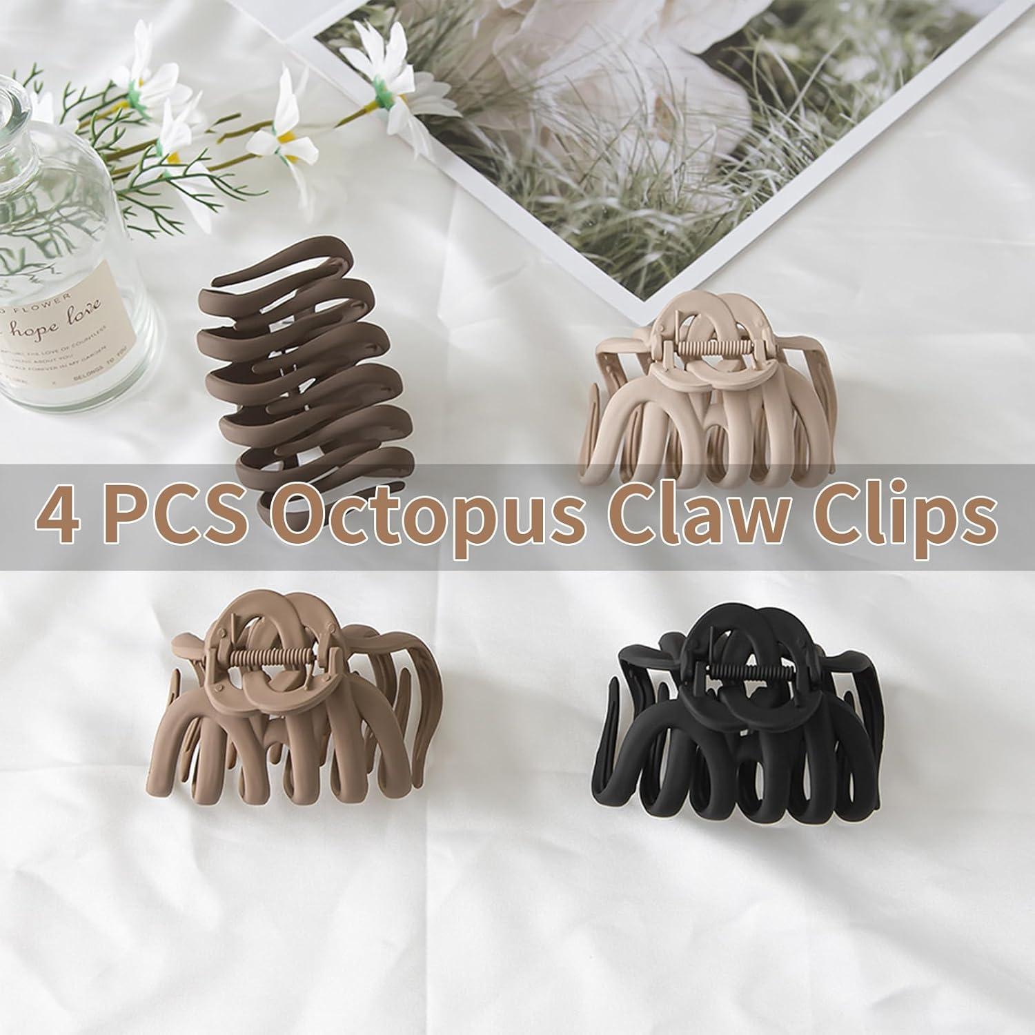 4er Set Große Haarklammer Oktopus Haarklammer Damen Haarspangen 9.5cm Schwere Haare