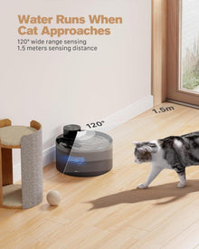Katzenbrunnen Kabellos 3.2L Trinkbrunnen für Katze LED Pumpe