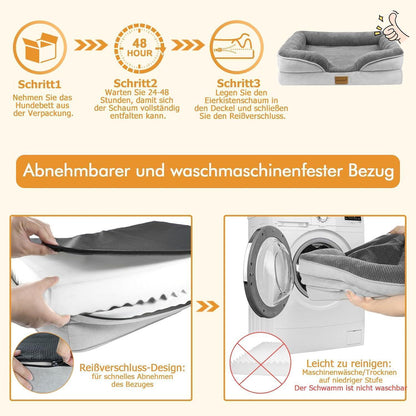 Orthopädisches Hundebett Mittelgroße Hunde Waschbar 91x68cm