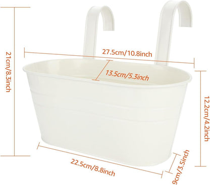 DAJAVE Metall Hängeblumentopf 27,5cm Weiß Balkon Garten