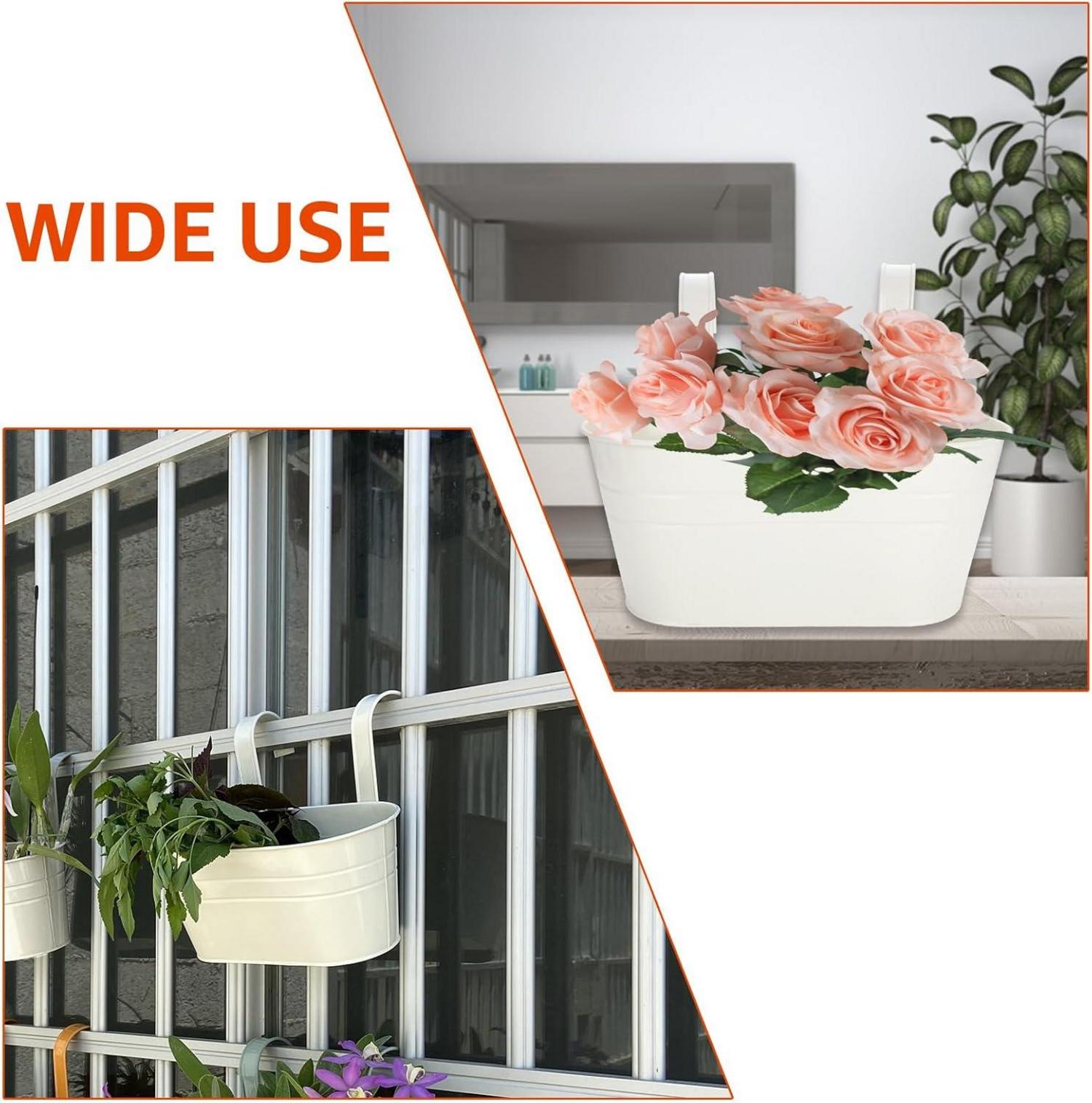 Hängeblumentopf Metall 4er Set 27.5cm Weiß Balkon Garten