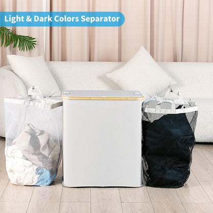 Wäschekorb 140L mit Deckel 2 Fächer Wäschesammler Doppel Wäschekorb 2