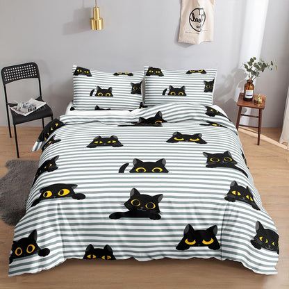 Bettwäsche-Set Gestreifte Katze für Kinder – 135x200cm