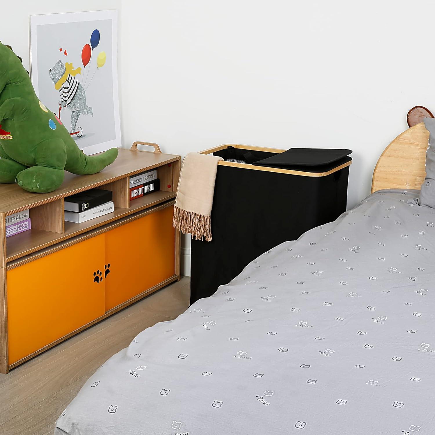 Wäschekorb 140L mit Deckel 2 Fächer, Großer Wäschesammler