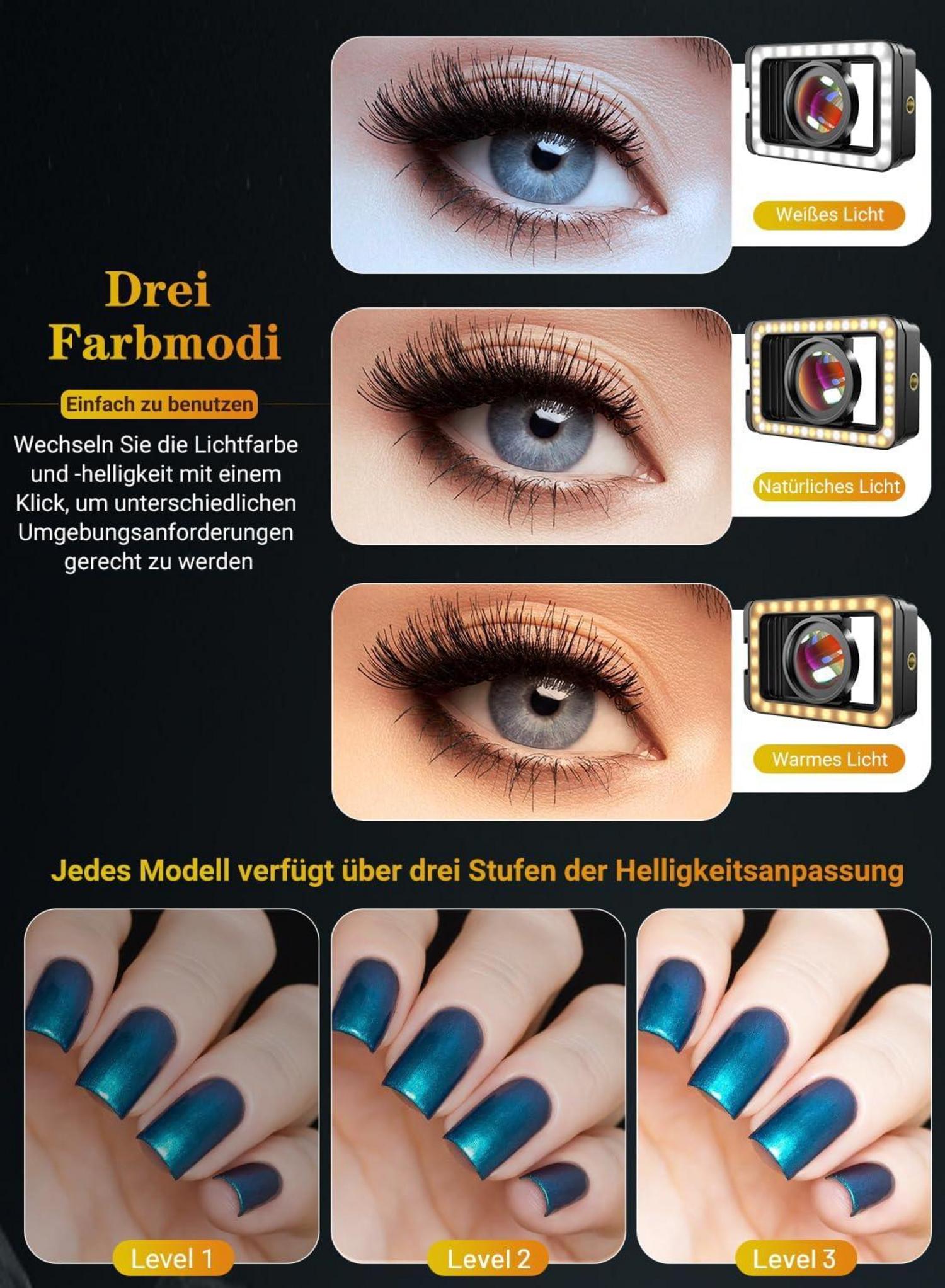 Apexel 15X Makro-Objektiv mit LED-Fülllicht für Smartphone