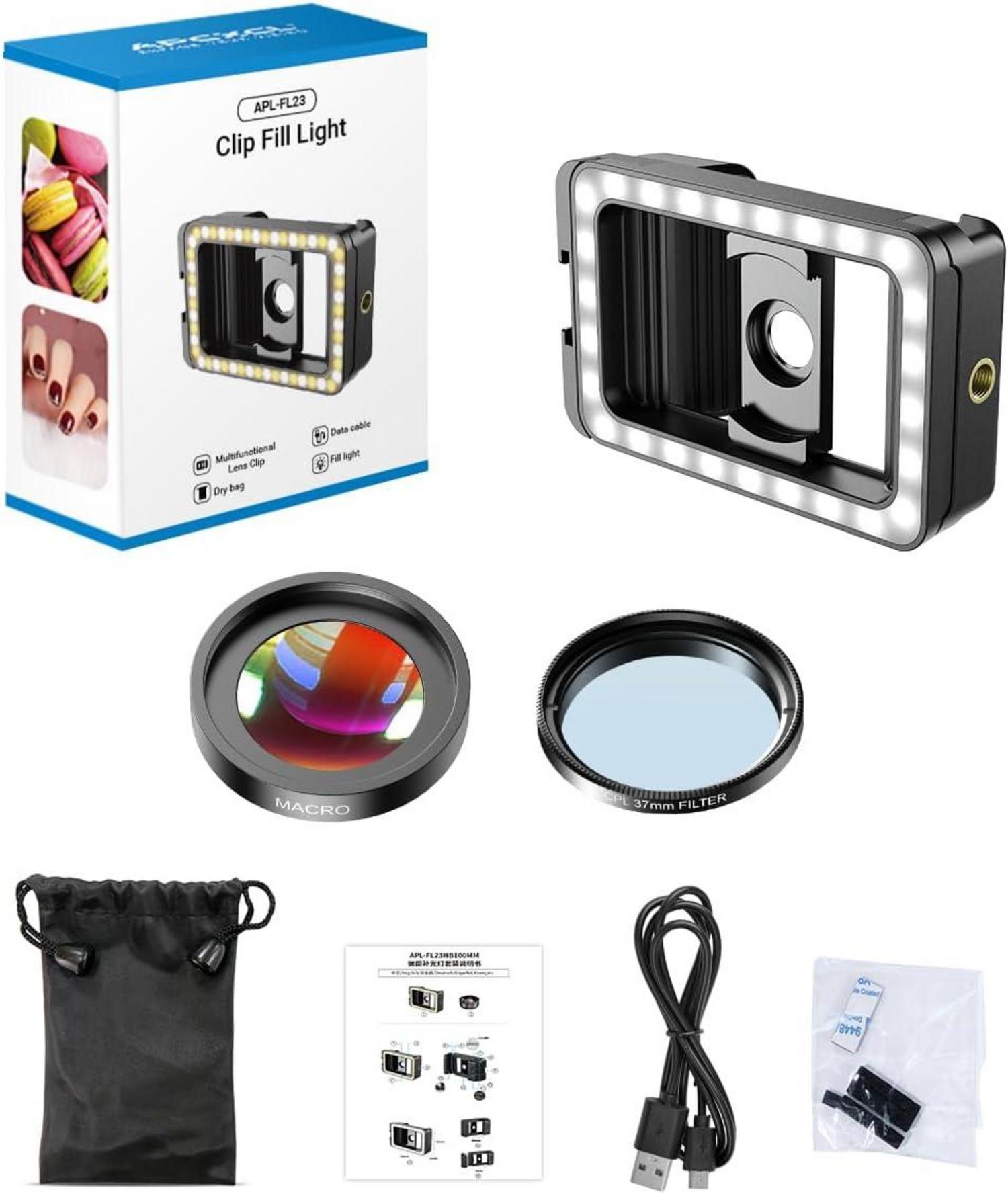 15x Makro-Objektiv LED F¨¹lllicht 3-in-1 Handy-Kamera Adapter