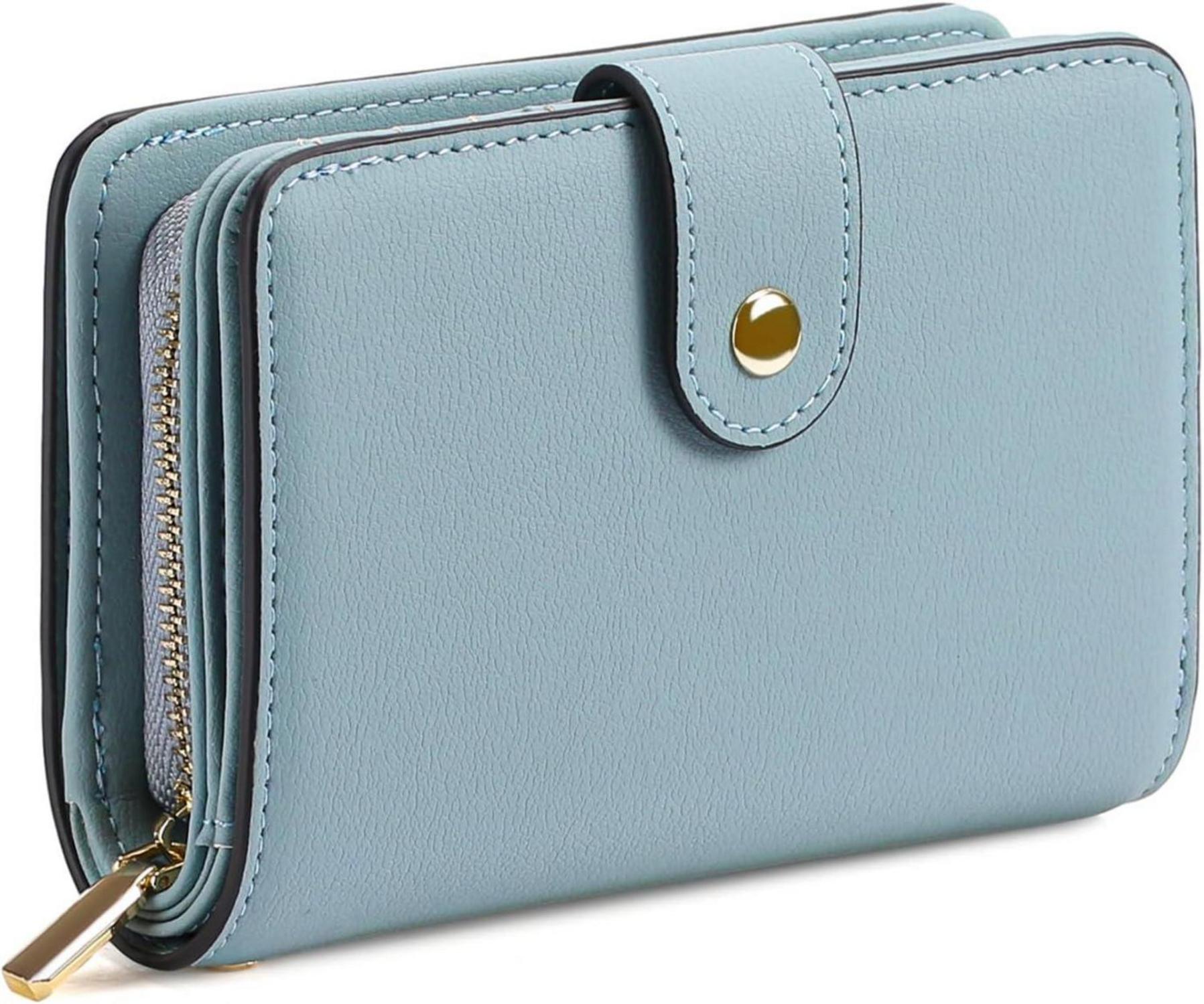 Frauen Portemonnaie RFID Veganes Leder blau Zipper Münzfach