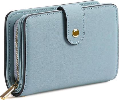 Frauen Portemonnaie RFID Veganes Leder blau Zipper Münzfach