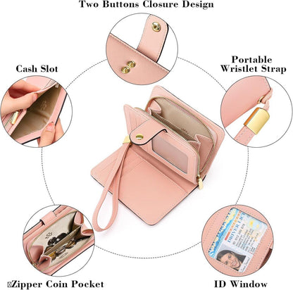 GAEKEAO Damen Portemonnaie mit RFID-Schutz und Münzfach Rosa