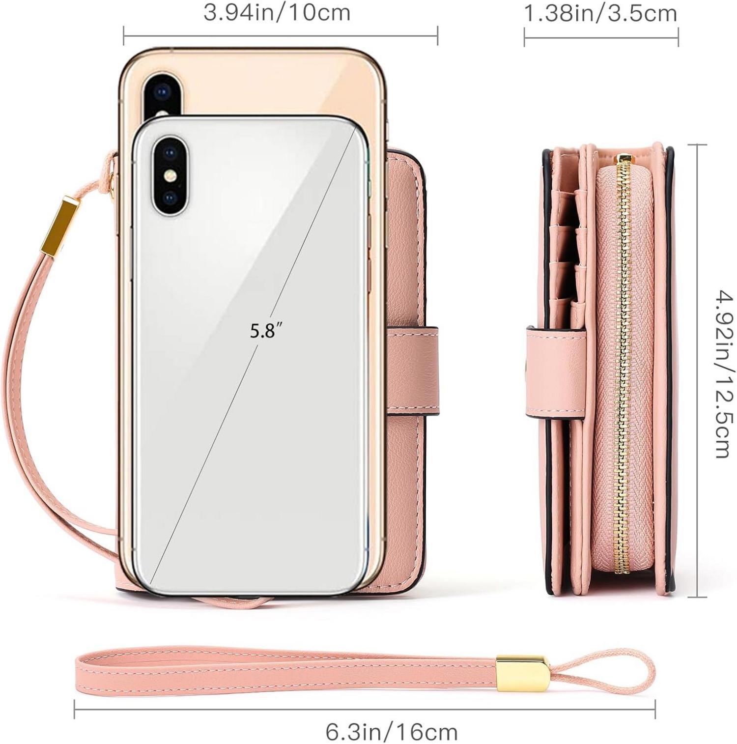 Portemonnaie Damen RFID Schutz Münzfach vegan Leder Zipper Rosa