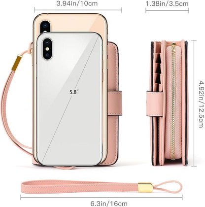 Portemonnaie Damen RFID Schutz Münzfach vegan Leder Zipper Rosa