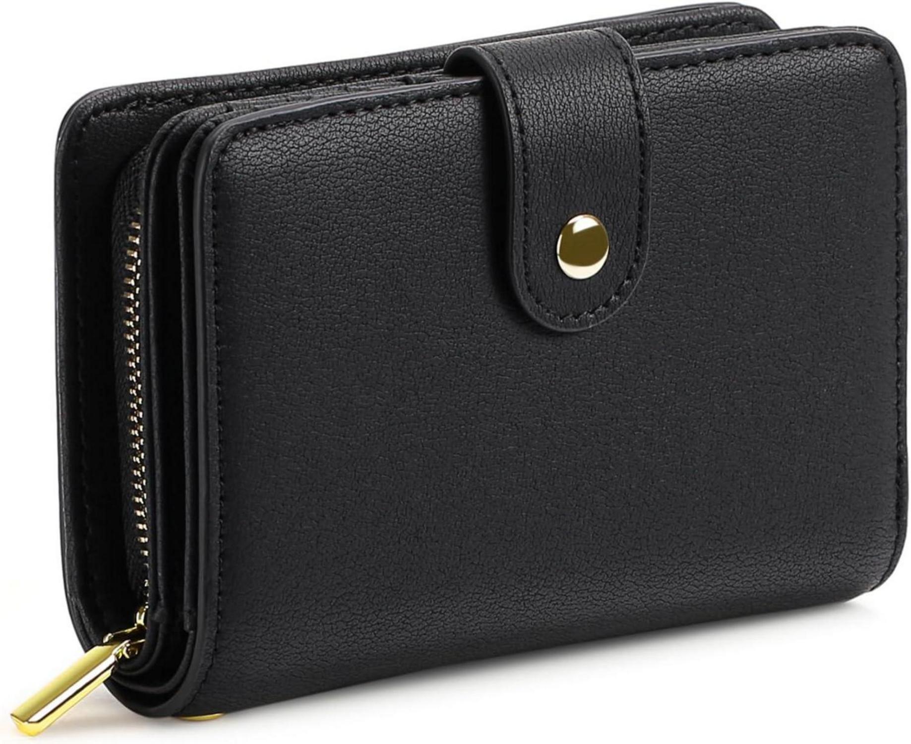Damen Portemonnaie mit RFID-Schutz und Münzfach in Schwarz