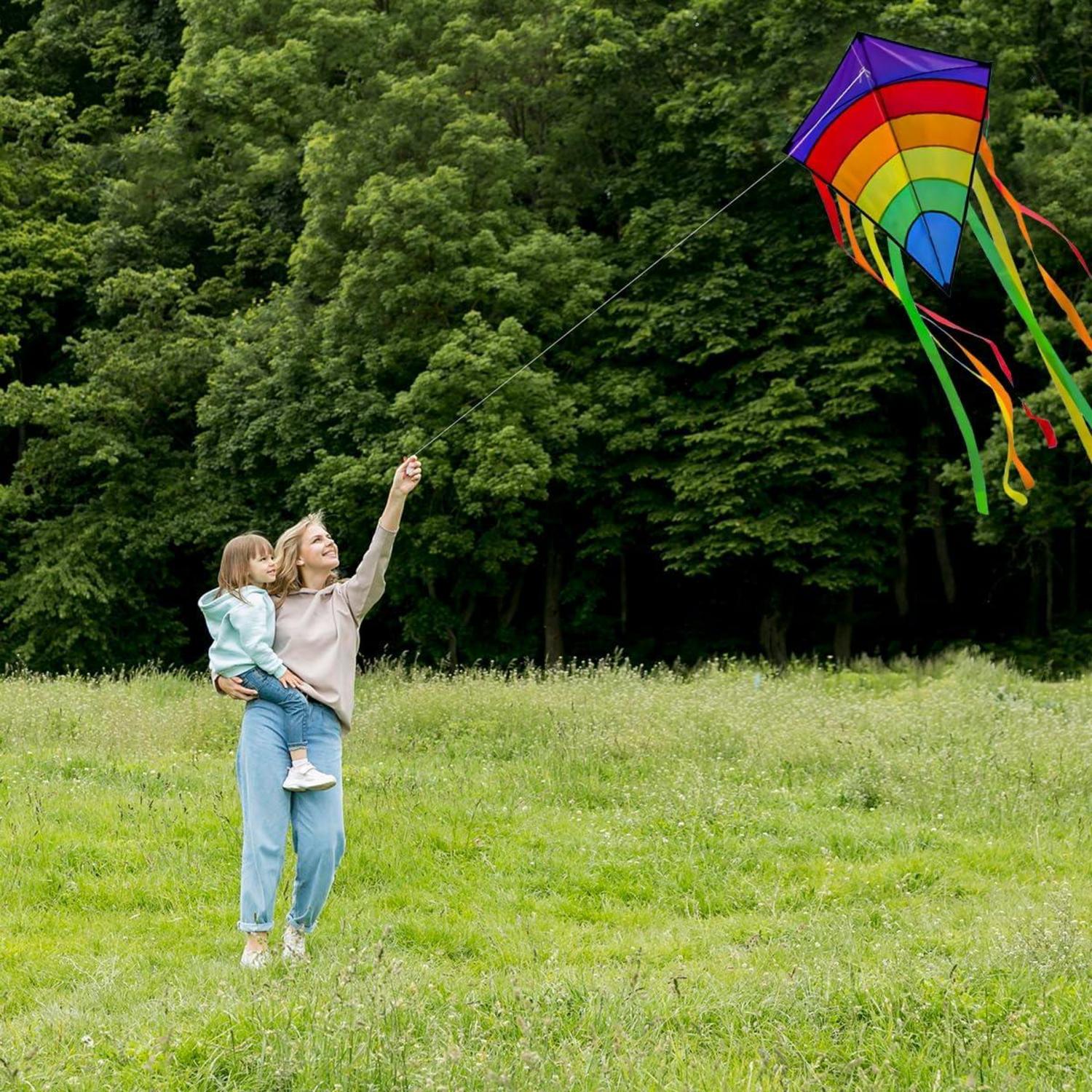 Drachen Kinder Regenbogen Einleiner Flugdrachen 64x75cm 100m
