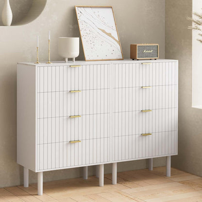 Moderne Kommode mit 8 Schubladen, Weiß – 120x34x94 cm