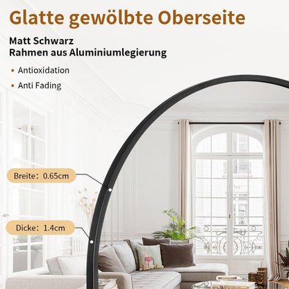 Ganzkörperspiegel Bogen Schwarz – 165x61cm, mit Ständer & Aufhänger