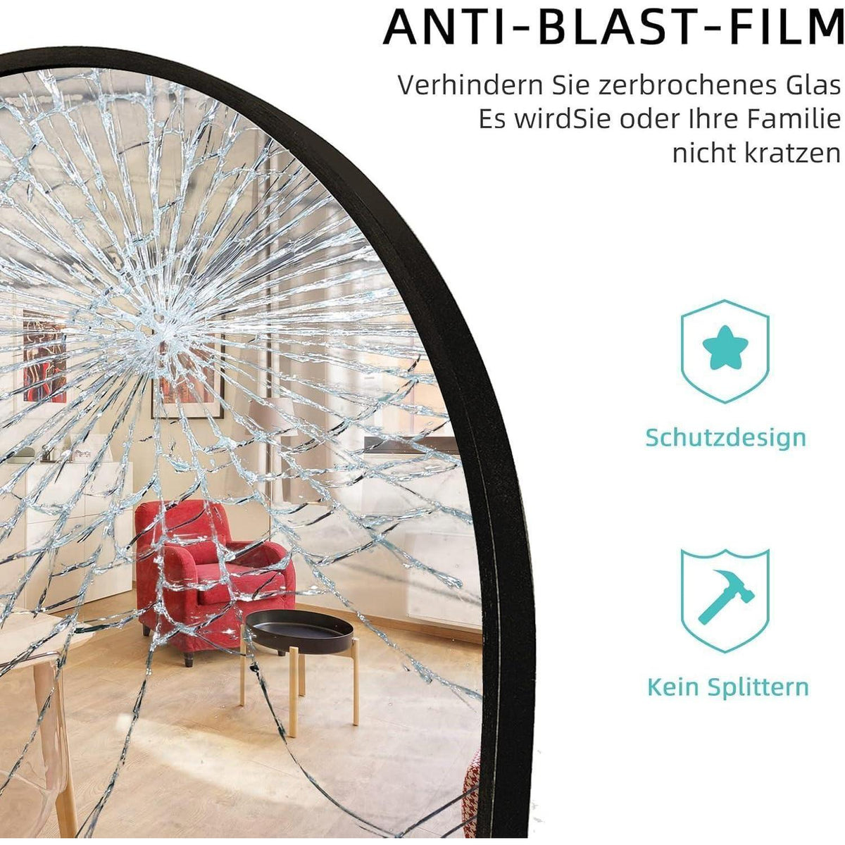 Ganzkörperspiegel Bogen Schwarz 180x66cm | Stand- & Wandspiegel